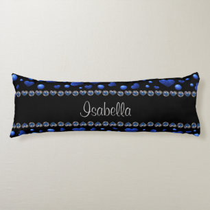 Individuelle Name, Muster des blauen Herzens Glitz Seitenschläferkissen