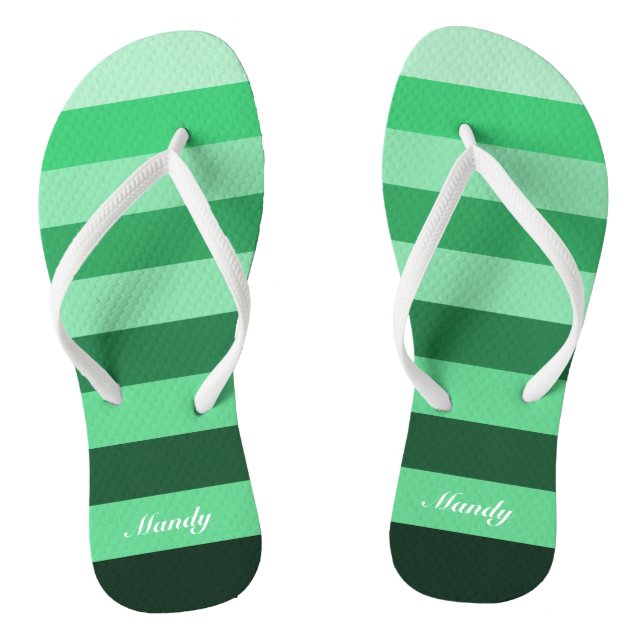 Individuelle Name-Muster für grüne Streifen Flip Flops (Fußbett)