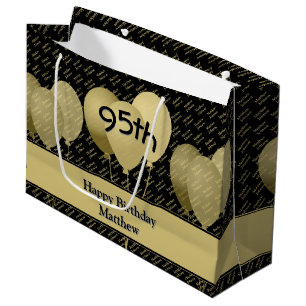 Individuelle Name Muster - Schwarze/goldene Balkon Große Geschenktüte