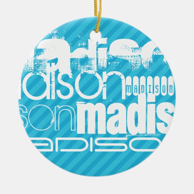 Individuelle Name Muster; Sky Blue Stripes Keramikornament (Vorne)