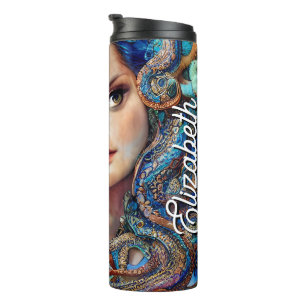 Individuelle Name Mystic Blue Octopus   Fantasy Go Thermosbecher