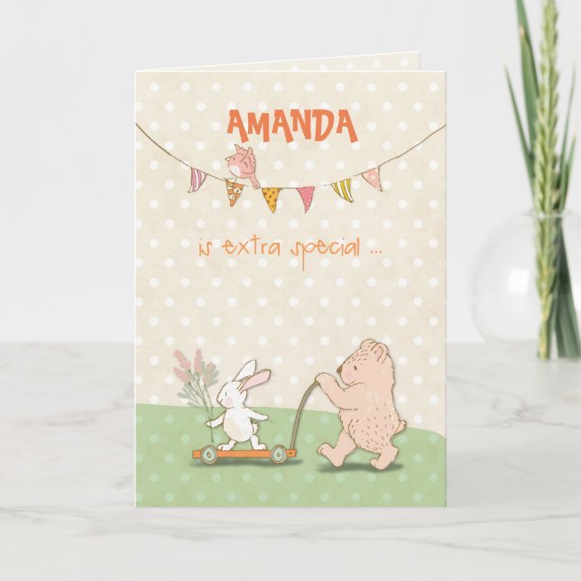 Individuelle Name Nanny Danke Bear und Bunny (Vorderseite)