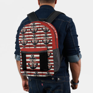 Individuelle Name Nautical Anchor Bedruckter Rucksack