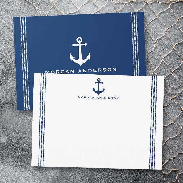 Individuelle Name Nautical Boat Anchor Rope Strip  Mitteilungskarte (Von Creator hochgeladen)