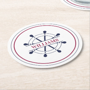 Individuelle Name Nautical Runder Pappuntersetzer