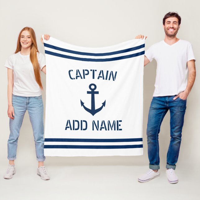 Individuelle Name nautischer Anker Kapitän gestrei Fleecedecke (Beispiel)