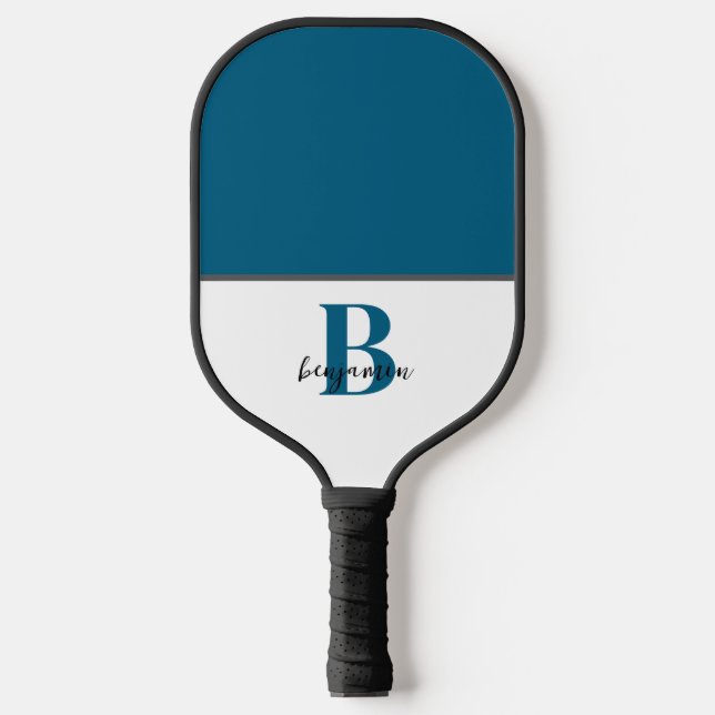 Individuelle Name Navy Blue Monogram Pickleball Pa Pickleball Schläger (Vorderseite)