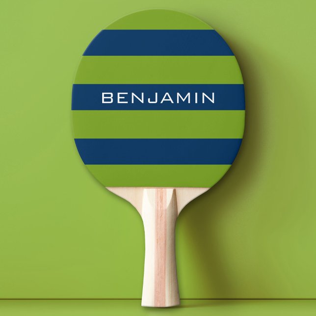 Individuelle Name Navy Blue und Lime Green Rugby S Tischtennis Schläger (Custom Ping Pong Paddle)
