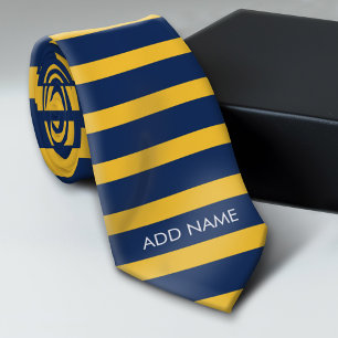 Individuelle Name Navy Blue und Yellow Rugby Strip Krawatte