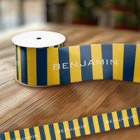 Individuelle Name Navy Blue und Yellow Rugby Strip
