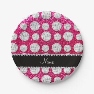 Individuelle Name Nebel Glitzer Volleyballs in Ros Pappteller