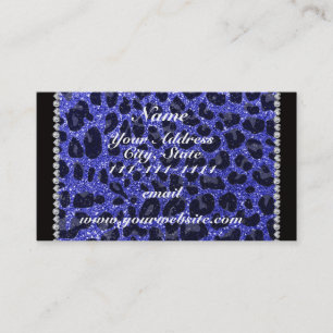 Individuelle Name Neon Blue Glitzer Leopard Druck Visitenkarte