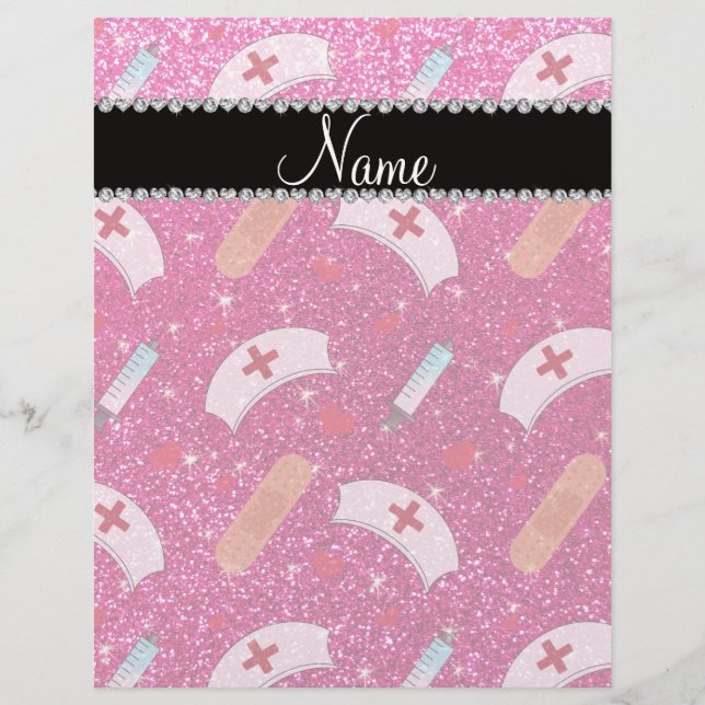 Individuelle Name Neon Hot Rosa Glitzer Krankensch Flyer (Vorne)