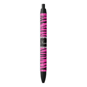 Individuelle Name Neon Hot Rosa Glitzer Zebra Diam Kugelschreiber