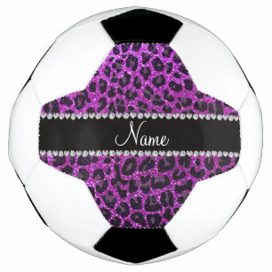 Individuelle Name Neon lila Glitzer Leopard Druck Fußball