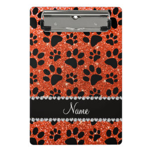Individuelle Name Neonorange Glitzer schwarze Hund Mini Klemmbrett