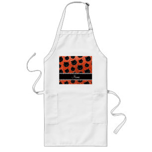 Individuelle Name neonorange Glitzer Schwarze Katz Lange Schürze