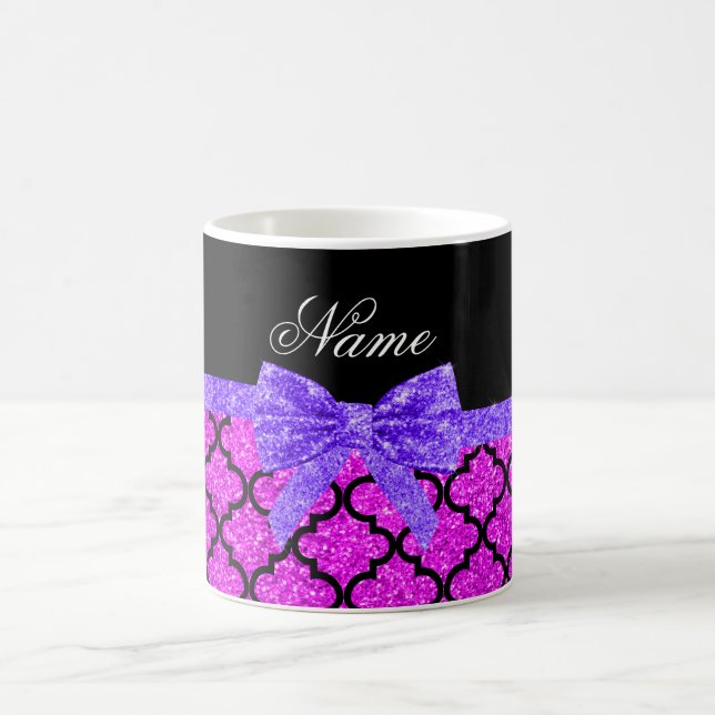 Individuelle Name neonrosa Glitzer morocan lila Bo Kaffeetasse (Mittel)