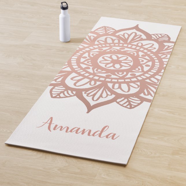 Individuelle Name Neue Rose Gold Mandala White Yogamatte (Beispiel)
