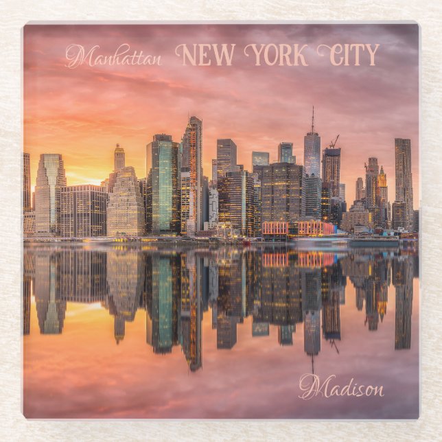 Individuelle Name New York City Skyline Glasuntersetzer (Vorderseite)