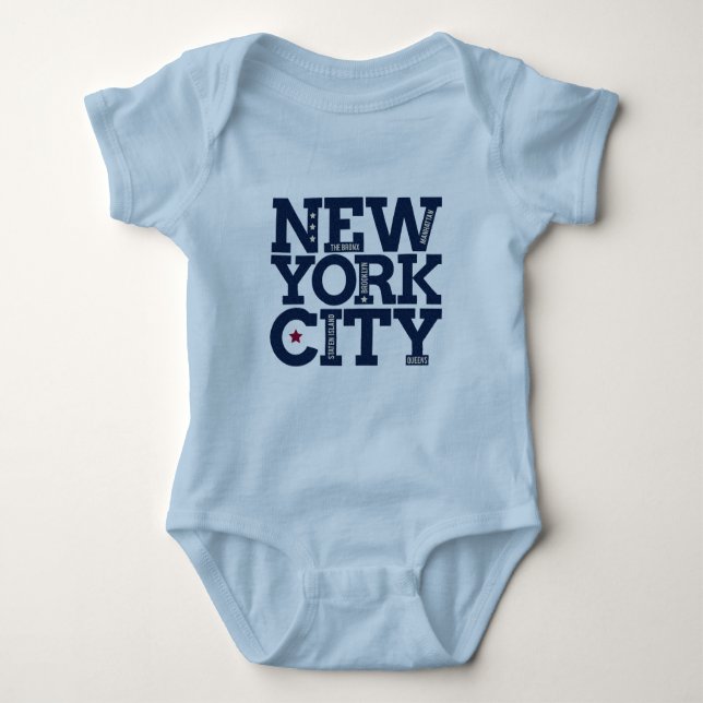 Individuelle Name New York City Typografie Baby Strampler (Vorderseite)