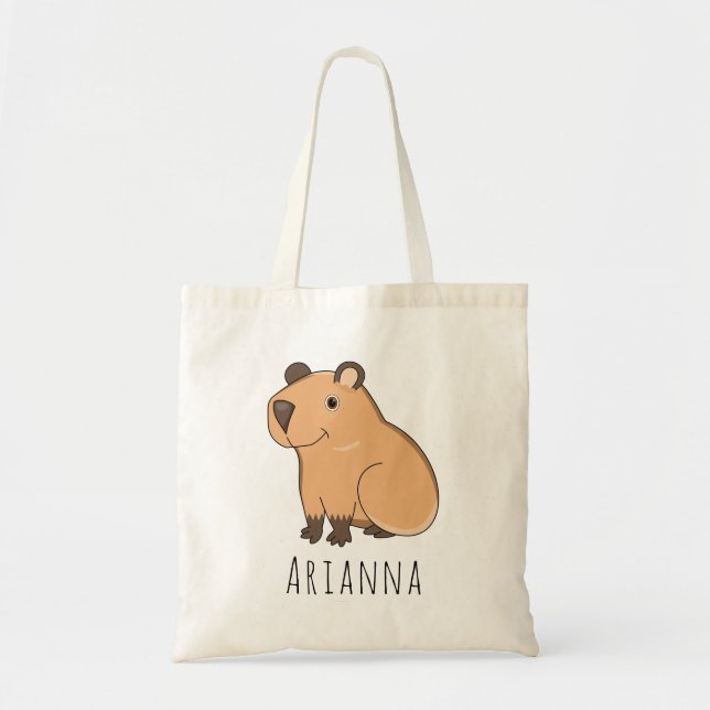 Individuelle Name Niedlich Capybara Kinder Tote Ta Tragetasche (Vorne)