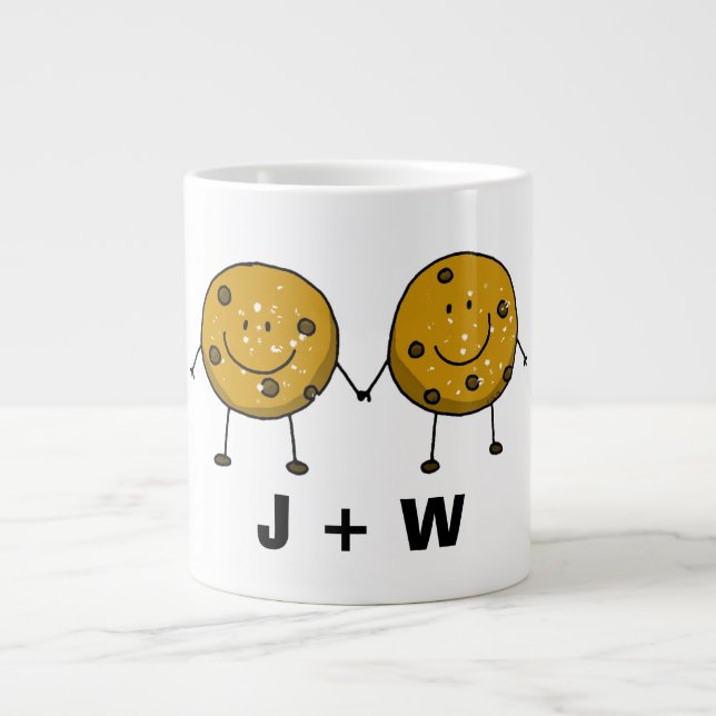 Individuelle Name Niedlich Cookie Couple Jumbo-Tasse (Vorderseite)