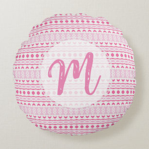 Individuelle Name Niedlich Girl Hübsch Pink White  Rundes Kissen