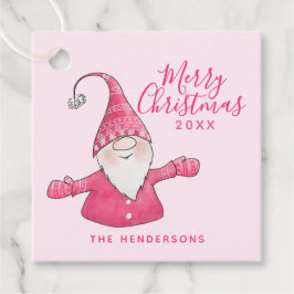 Individuelle Name Niedlich Gnome Pink Frohe Weihna Geschenkanhänger