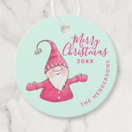 Individuelle Name Niedlich Gnome Pink Mint Frohe W Geschenkanhänger