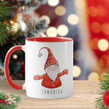 Individuelle Name Niedlich Gnome Roter Weihnachten