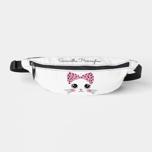 Individuelle Name Niedlich Katzengesicht Bauchtasche (Vorderseite)