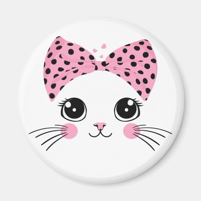Individuelle Name Niedlich Katzengesicht Magnet (Vorne)