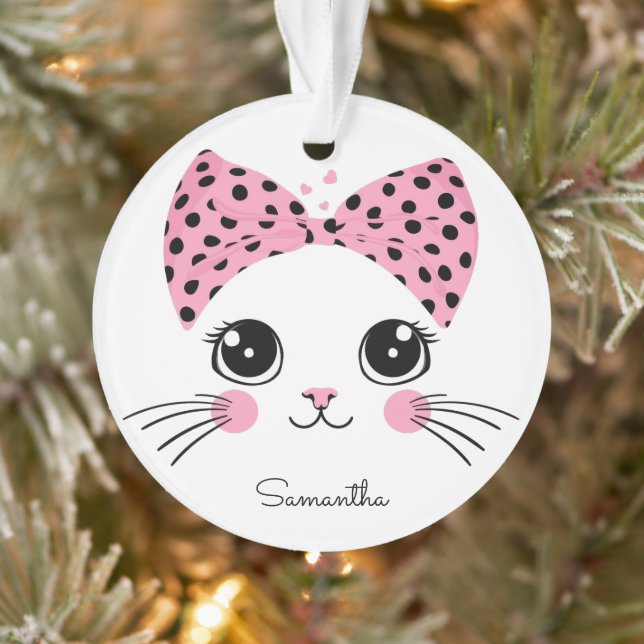 Individuelle Name Niedlich Katzengesicht Ornament (Baum)