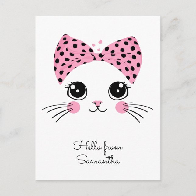 Individuelle Name Niedlich Katzengesicht Postkarte (Vorderseite)