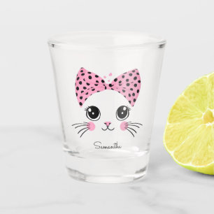 Individuelle Name Niedlich Katzengesicht Schnapsglas
