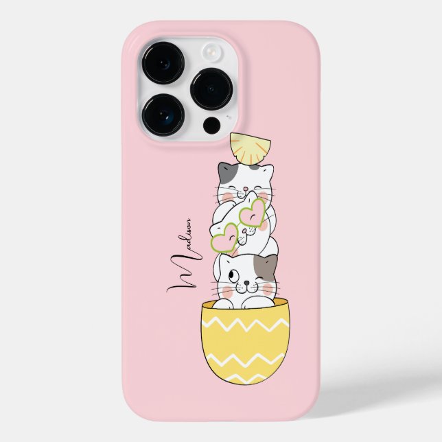 Individuelle Name Niedlich Kittens Case-Mate iPhone 14 Pro Hülle (Rückseite)