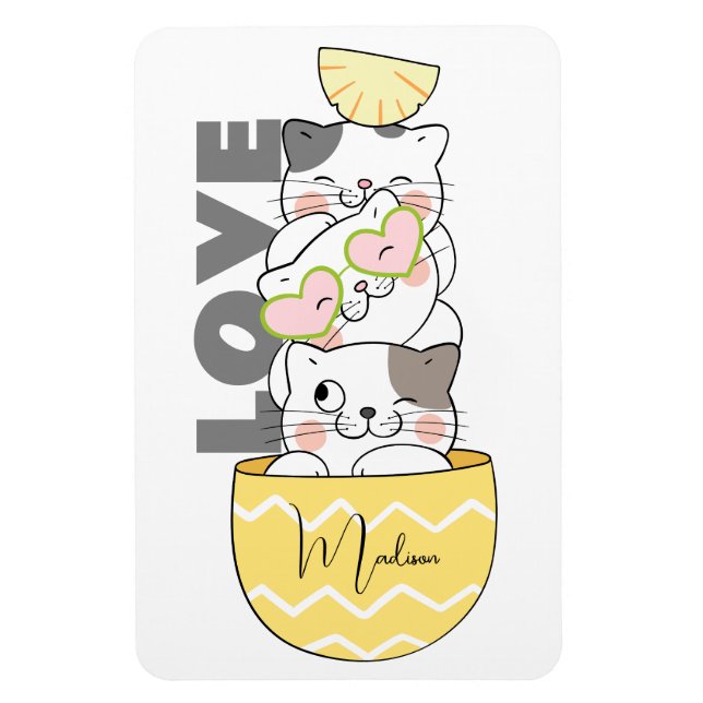 Individuelle Name Niedlich Kittens Magnet (Vertikal)