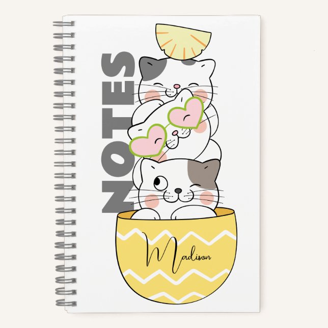 Individuelle Name Niedlich Kittens Notizbuch (Vorderseite)