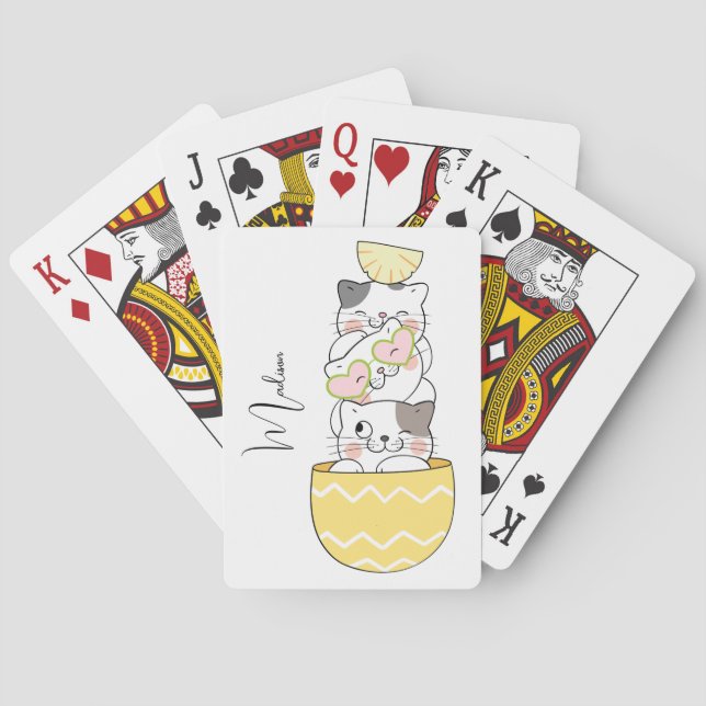 Individuelle Name Niedlich Kittens Spielkarten (Rückseite)