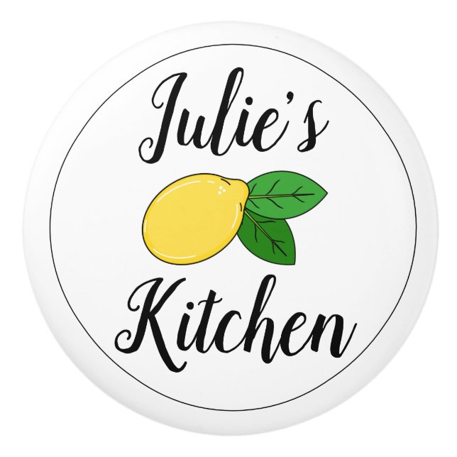 Individuelle Name Niedlich Lemon Design Küche Schu Keramikknauf (Vorderseite)