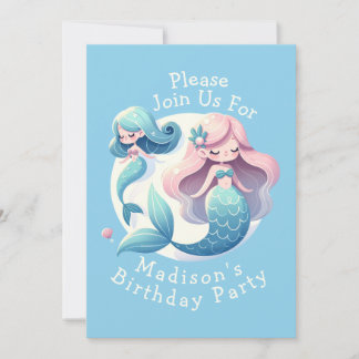 Individuelle Name Niedlich Mermaid Thema Magisch G Einladung