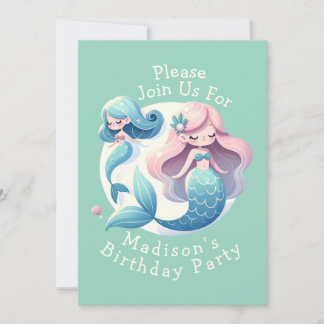 Individuelle Name Niedlich Mermaid Thema Magisch G Einladung