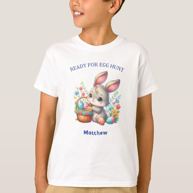 Individuelle Name niedlich Osterhase T-Shirt (Vorderseite)