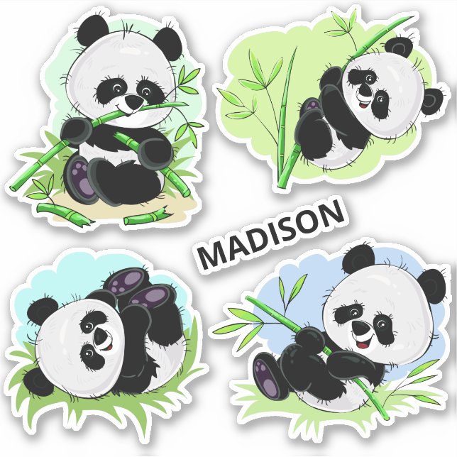 Individuelle Name Niedlich Panda Aufkleber (Vorderseite)