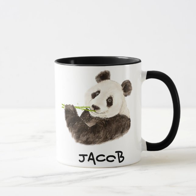 Individuelle Name Niedlich Panda Wasserfarbe Tier Tasse (Rechts)
