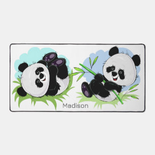 Individuelle Name Niedlich Pandas Schreibtischunterlage