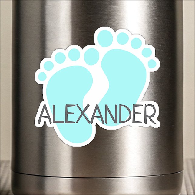 Individuelle Name Niedlich Pastel Blue Baby Feet Z Aufkleber (Von Creator hochgeladen)