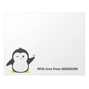 Individuelle Name niedlich Pinguin Notizblock