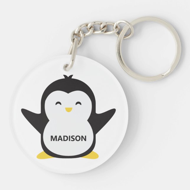 individuelle Name niedlich Pinguin Schlüsselanhänger (Rückseite)